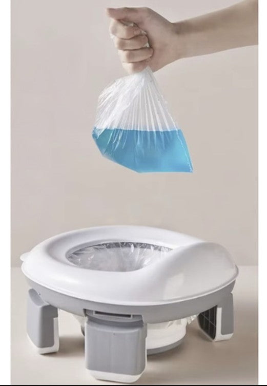 Olita si reductor portabil 2 in 1, Zola, pliabil, recipient detasabi, picioare antiderapante, 100 de pungi, saculet depozitare, alb/gri Olita si reductor portabil 2 in 1, Zola, pliabil, recipient detasabi, picioare antiderapante, 100 de pungi, saculet depozitare, alb/gri